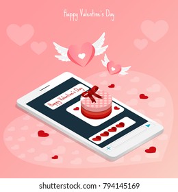 happy valentine's day,love message chat  heart wings background vector 