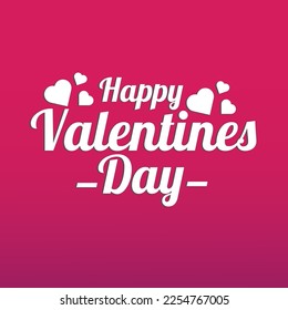 Happy Valentine's Day.Social Media Post. 'Happy Valentine's Day' White text and pink gradient color.