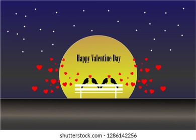 
Happy Valentine's DayThe birds and heart over head and trees to make a background and backdrop. To use card. Seamless pattern. Vector and illustrator. - Vector