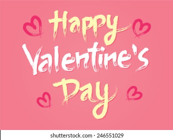 Happy Valentines day,typography,text,font, designed using grunge brush, on pink sweet color background ,card ,poster, vector