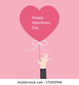 Happy valentines day,vector hand holding heart icon
