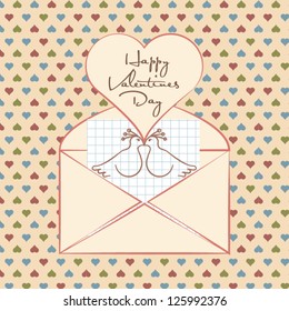 Happy Valentine's Greeting Letter Poster with Heart Pattern Background