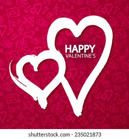 Happy Valentines. Hand drawn paper heart illustration. Vector