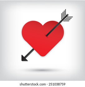 Happy Valentine's heart and arrow vector icon 