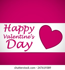 Happy valentine's heart card with text on the pink background. Vector illustration.