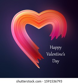 Happy Valentines heart liquid brush shape. Color valentine paint flow. Vector illustration