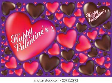 Happy Valentines Hearts And Chocolates Card Background