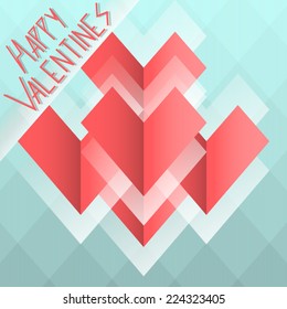 Happy Valentines hearts design, in a geometric style (vector)