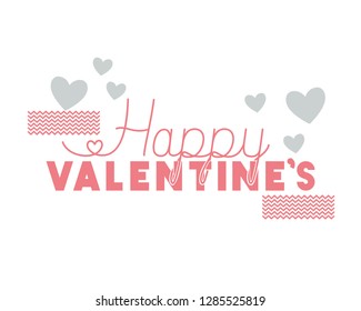 happy valentines label isolated icon