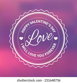 happy valentine's retro label on abstract pink background