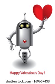 Happy Valentine's, robot holding in hand heart