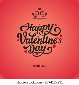 Happy valentine's social media posts design with red gradient background and couple of birds decoration