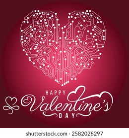 Happy. Valentines Tech Heart . Valentines day circuit Heart. Valentines day in a tech way. 14th February Valentines day Special 2025