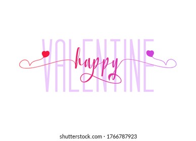 Happy Valentines typography poster with handwritten calligraphy text Wallpaper Background