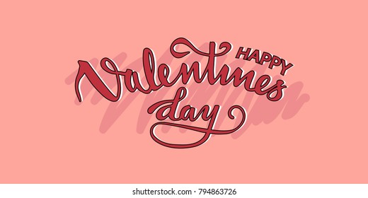 Happy Valentines vector illustration on pink background.