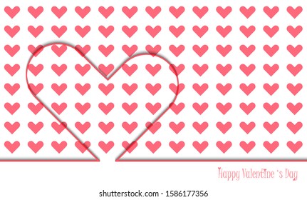 Happy Valentines's day, Valentines card with line heart and all you need is love phrase, flyer, banner, poster, web, vector illustration.