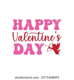 Happy Valentin's Day Cupid Typography T-Shirt Design Vector, Valentine gift, Valetines Day Typography Shirt, Valentine’s Day Digital Design, Happy valentines day
