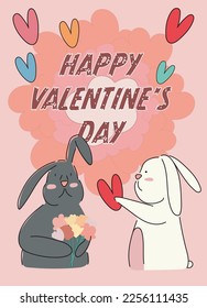 Happy valetine's day vector, rabbit couple