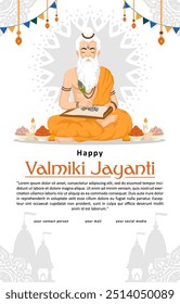 Feliz Valmiki Jayanti para banner, saudação, cartão, capa. ilustração vetorial