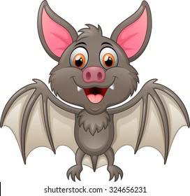 Happy Vampire Bat Cartoon Character Flying