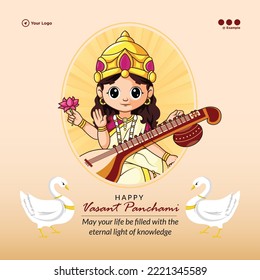 Happy Vasant Panchami beautiful banner design template.
