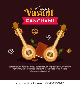 Happy vasant panchami celebration social media post design template