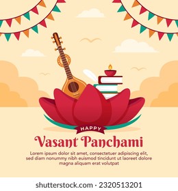 Happy vasant panchami celebration social media post design template