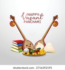 Projeto vasant panchami feliz com fundo de design de conceito criativo
