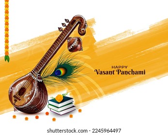 Happy Vasant Panchami festival artistic background vector