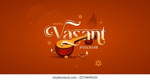 Happy Vasant Panchami Festival Background Design Template Illustration