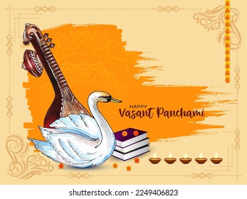 Happy Vasant Panchami festival celebration decorative background vector