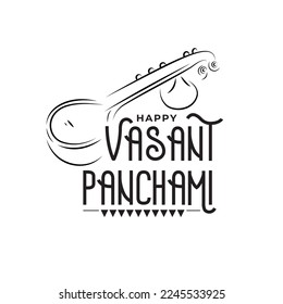 Happy Vasant Panchami Festival Text Typography Vector Design Template