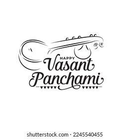 Happy Vasant Panchami Festival Text Typography Vector Design Template