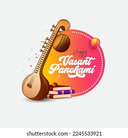 Happy Vasant Panchami Festival Vector Background Design Template