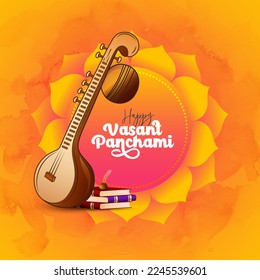 Happy Vasant Panchami Festival Vector Background Design Template