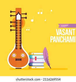 Happy Vasant Panchami. flat vector illustration 