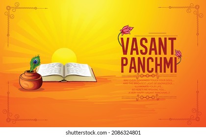 Happy Vasant Panchami Goddess Maa Saraswati On Religious Festival Background