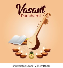 Happy Vasant Panchami. Goddess Saraswati and Saraswati Puja