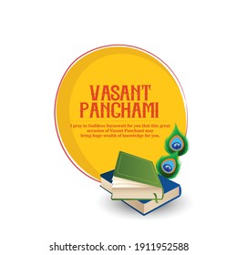 Happy Vasant Panchami illustration of Goddess Saraswati for Vasant Panchami Puja with Background 
