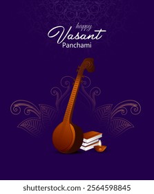 Happy Vasant Panchami Indian cultural festival background design vector design                      puja