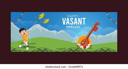 Happy Vasant Panchami Indian festival cover page design template.