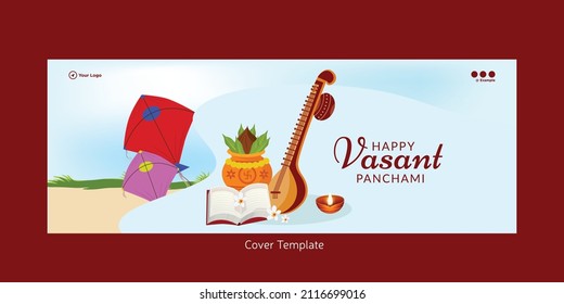 Happy Vasant Panchami Indian festival cover page design template.