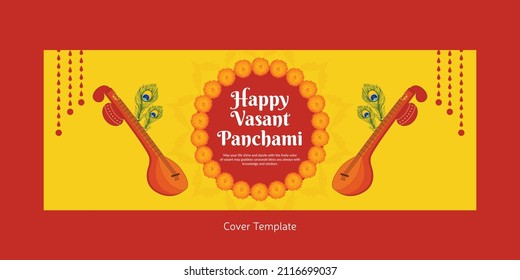 Happy Vasant Panchami Indian festival cover page design template.