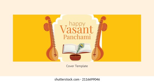 Happy Vasant Panchami Indian festival cover page design template.