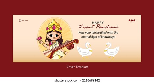 Happy Vasant Panchami Indian festival cover page design template.