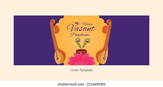 Happy Vasant Panchami Indian festival cover page design template.