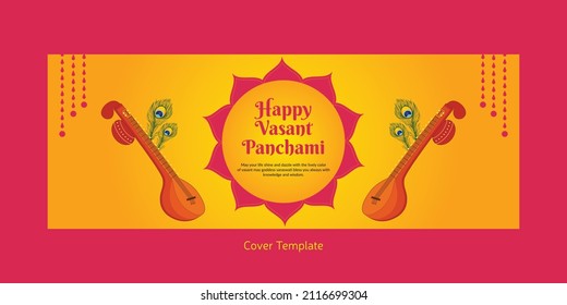 Happy Vasant Panchami Indian festival cover page design template.
