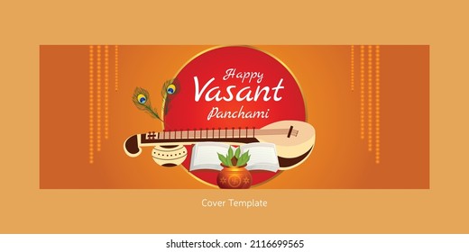 Happy Vasant Panchami Indian festival cover page design template.