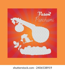 Happy Vasant Panchami indian festival background and decorative elements with hindi text 'vasant'