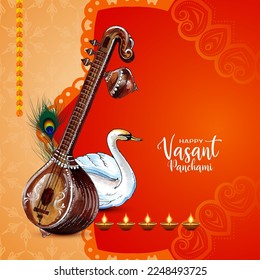 Happy Vasant Panchami Indian traditional festival background vector